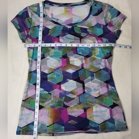 Worthington Colorful T-shirt. Size Small. Pink, Blue, Teal, White & Yellow. - Picture 5 of 7